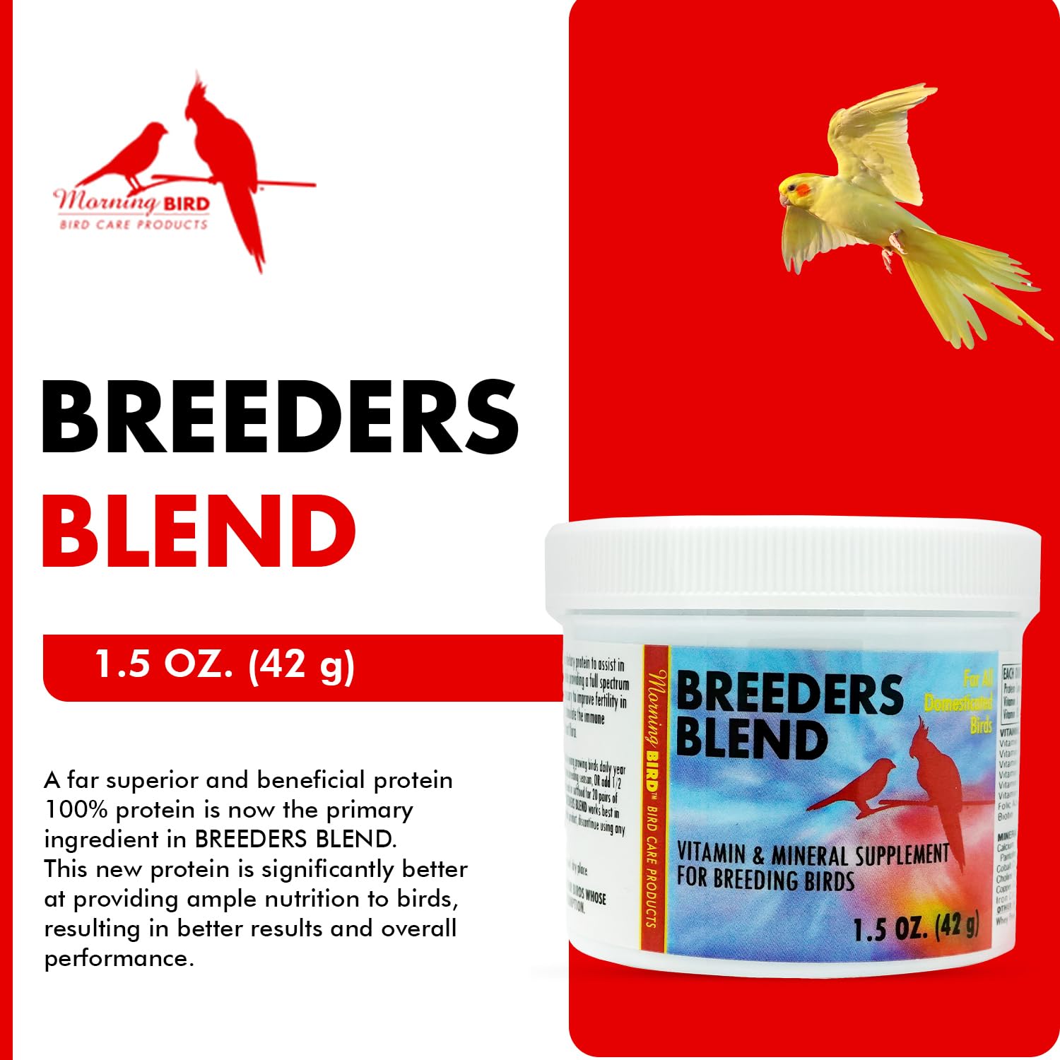 Morning Bird Breeders Blend 1.5 Oz - Protein Supplement for Birds - Supports Breeding, Chick Growth, Muscle Development & Immune